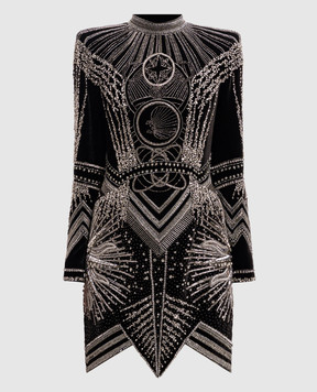 Balmain Black velvet dress with crystals 143952