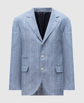 Brunello Cucinelli Blue striped linen jacket MB4007BTD