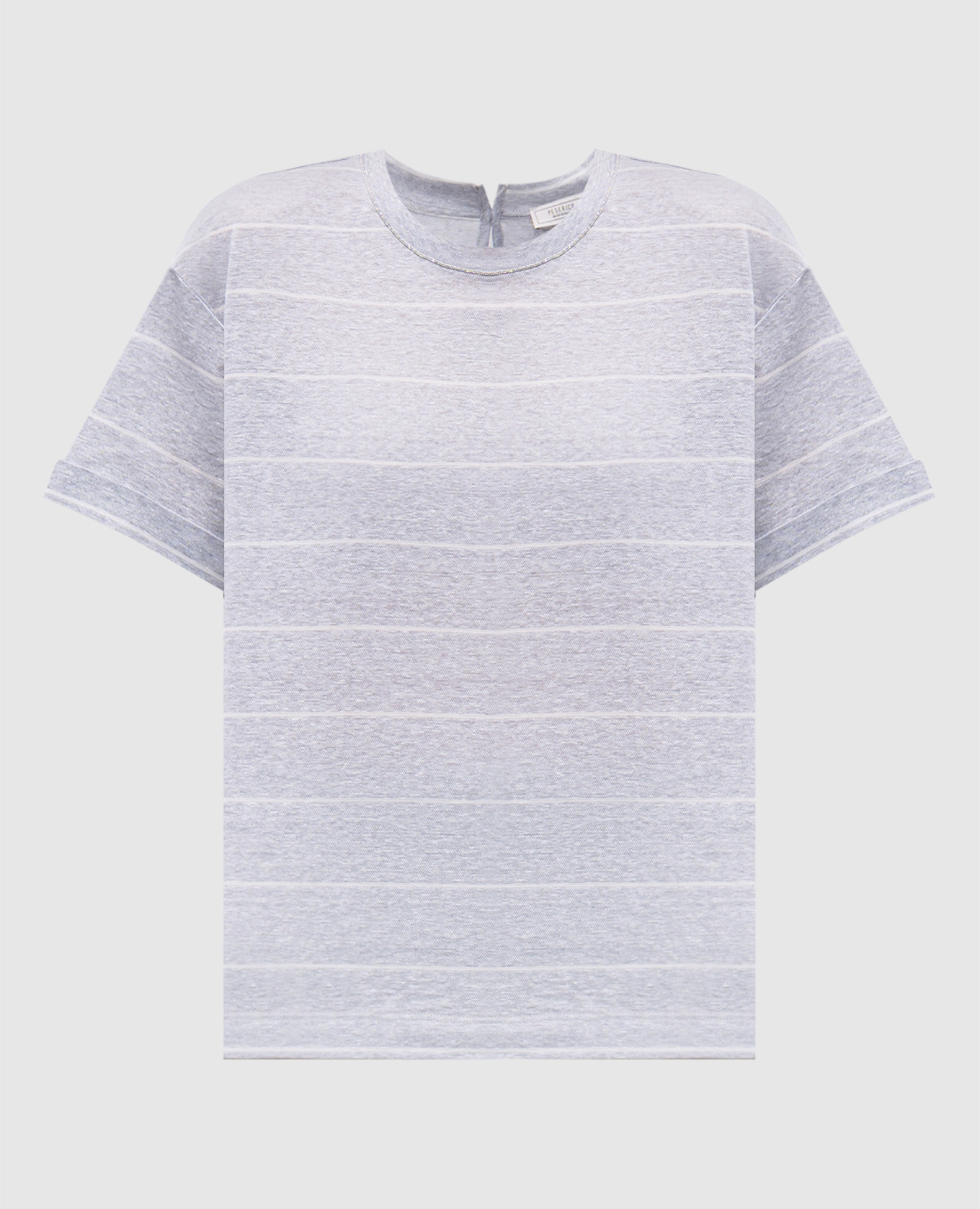 Gray striped linen T-shirt Peserico