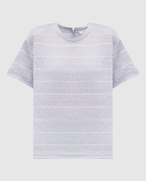 Peserico Gray striped linen T-shirt S06167J003034