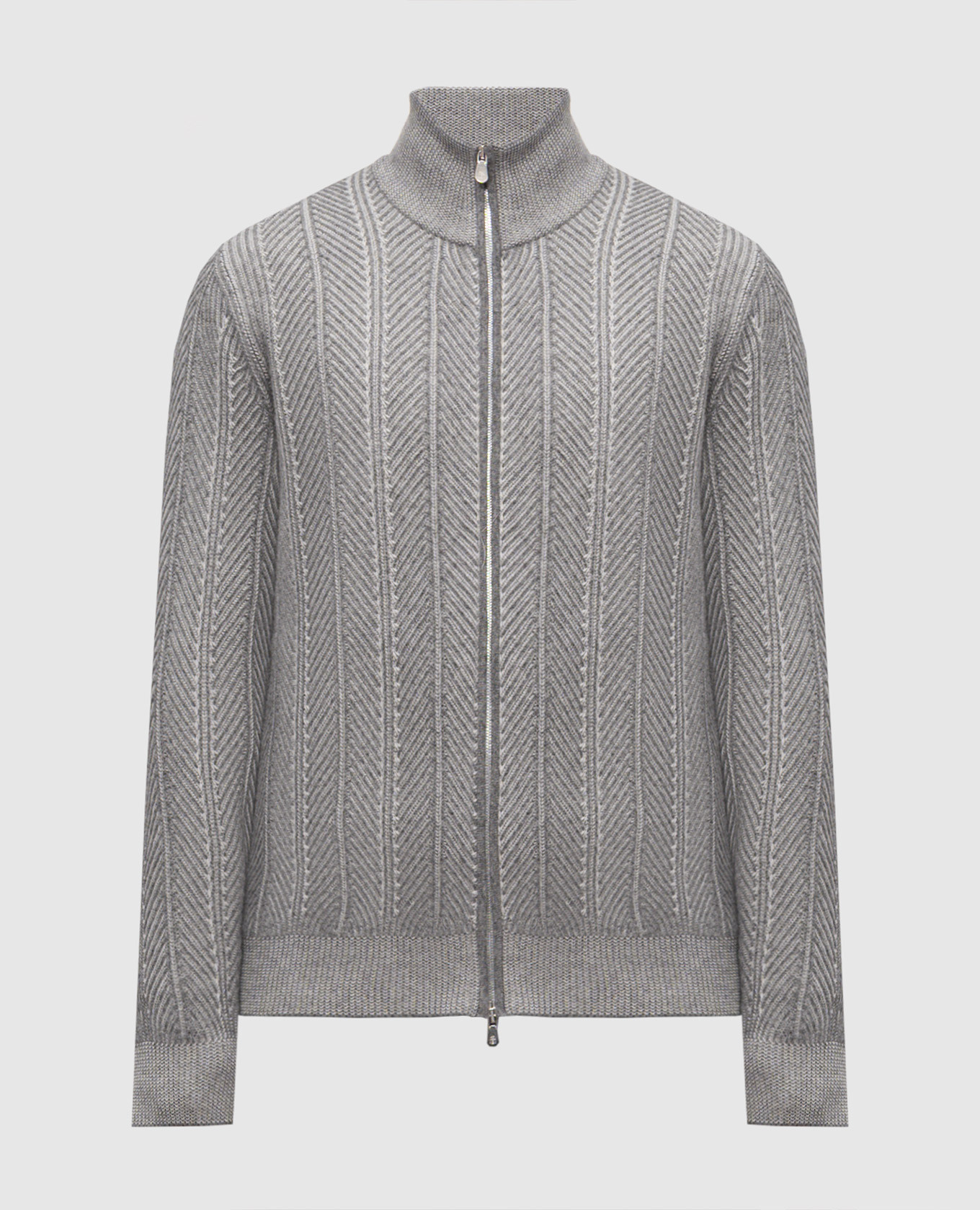 Gray cashmere cardigan with pattern Brunello Cucinelli