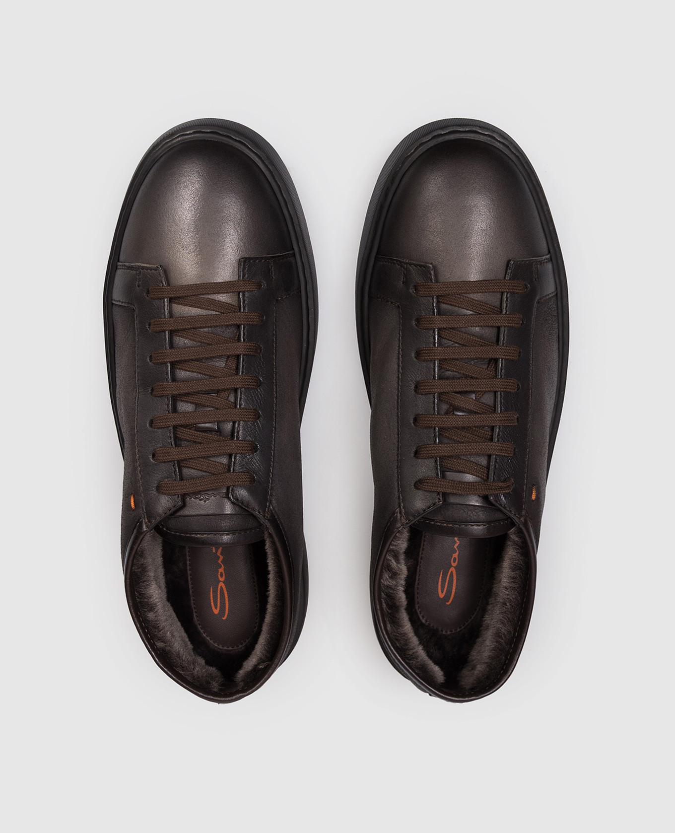 

Gray leather sneakers on the farm Santoni, Grey