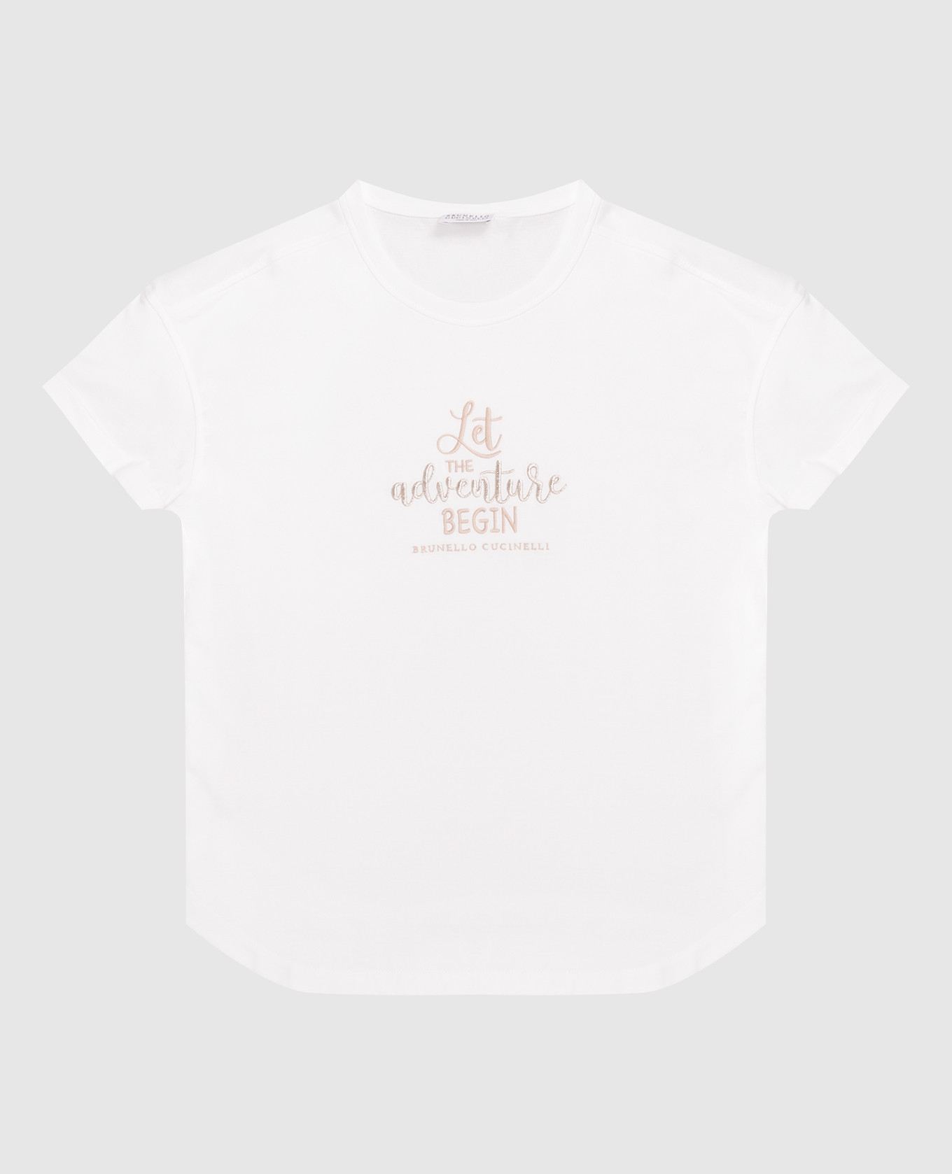 Children&#39;s white T-shirt with embroidery Brunello Cucinelli