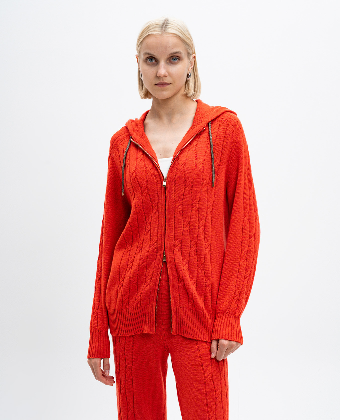 

Red cashmere sports jacket with metallic logo Agnona