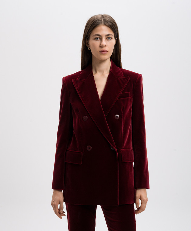 【送料&関税込】'S Max Mara Double-breasted Velvet Blazer Max Mara - Burgundy double-breasted velvet jacket DIGIONE