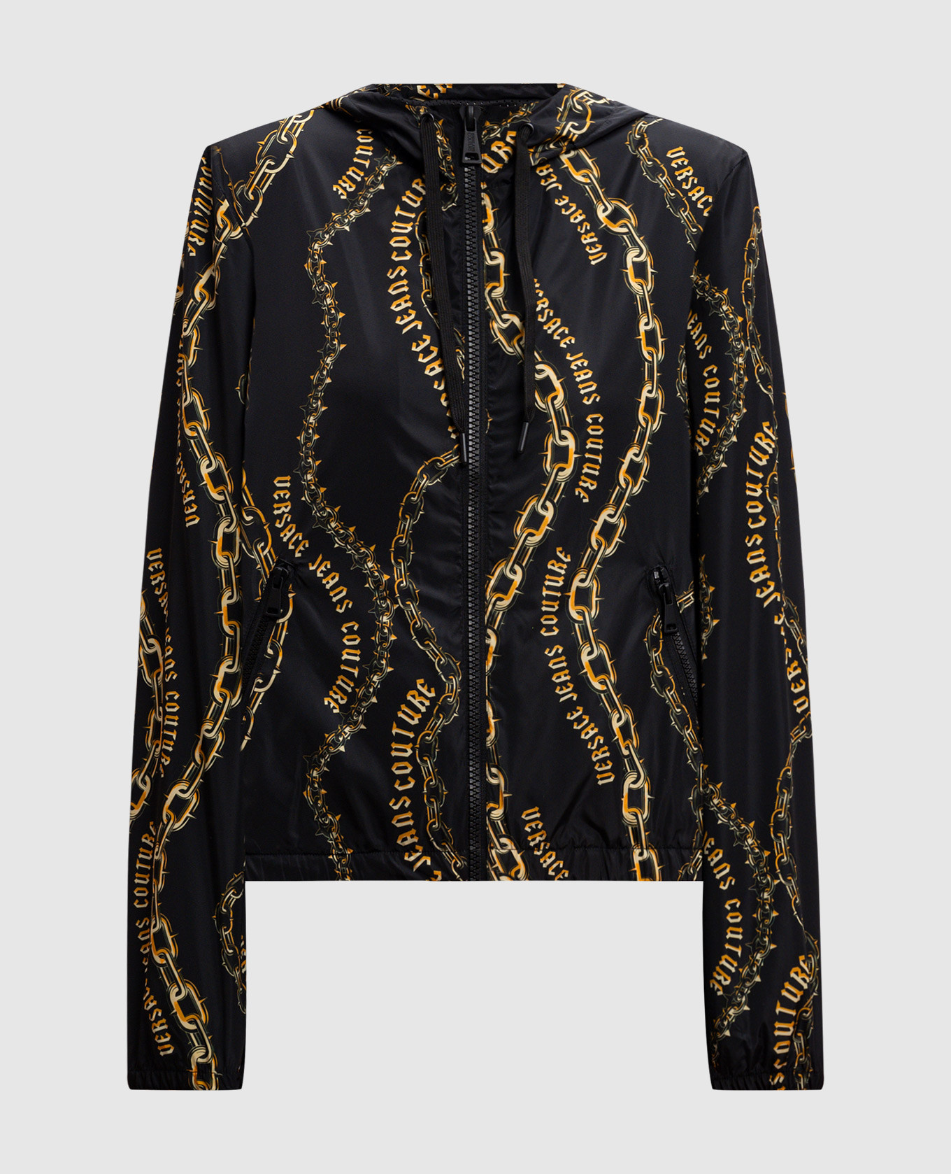

Black windbreaker in Chain Couture print Versace Jeans Couture