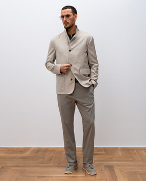 Agnona Beige cashmere and silk jacket with logo TX09U1XU7049