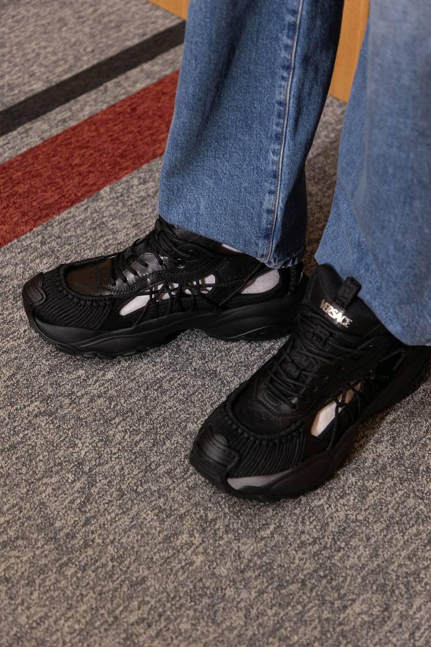 

Black combination sneakers Mercury M_VS_01 with figured cutouts Versace