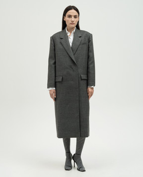 Brunello Cucinelli Gray wool coat with monil chain MD5739860P