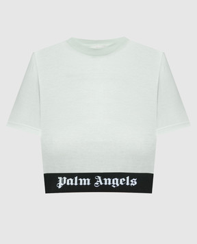 Palm Angels Green t-shirt with logo pattern PWAA051S24JER001