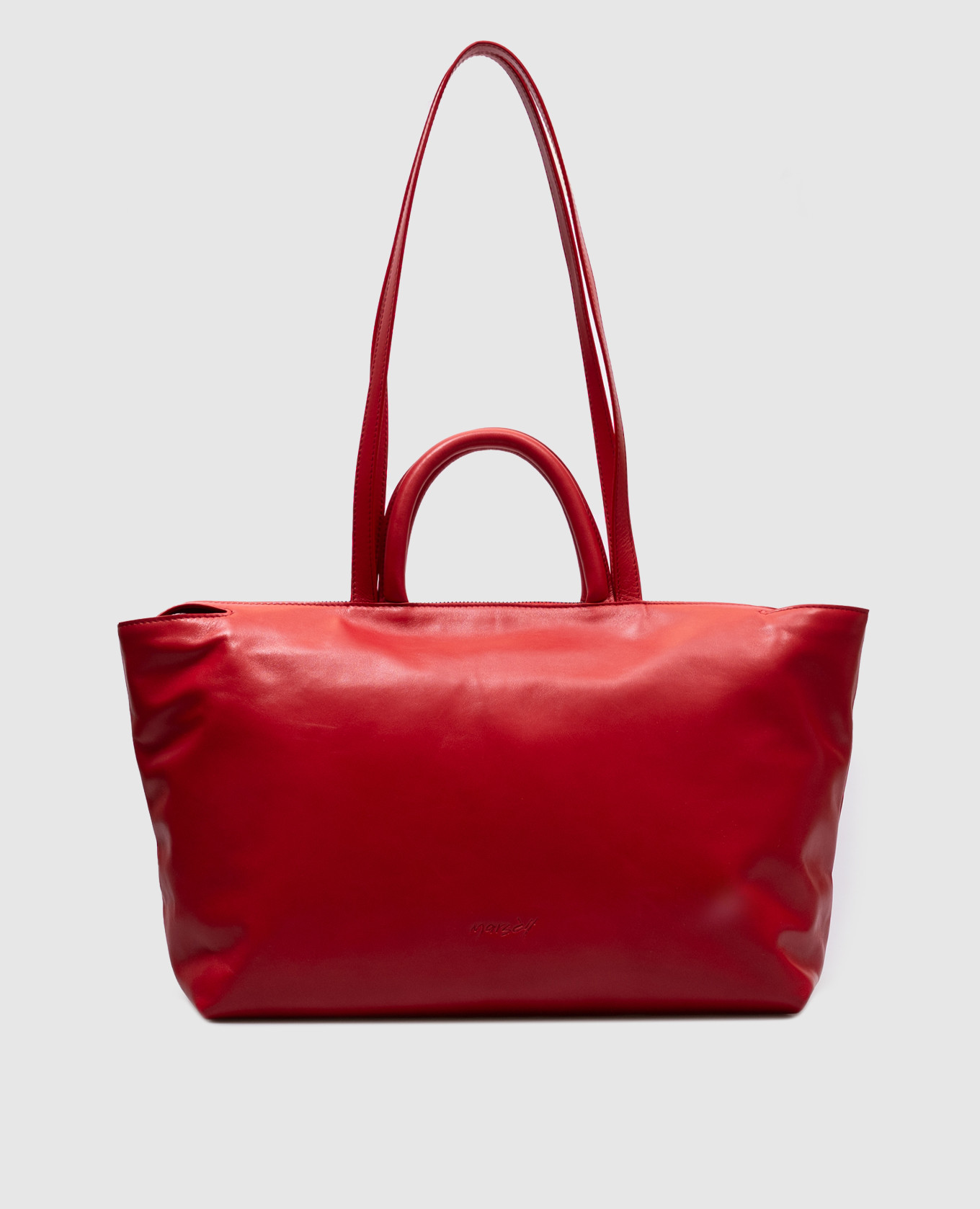 

Dritta red leather tote bag with logo Marsell