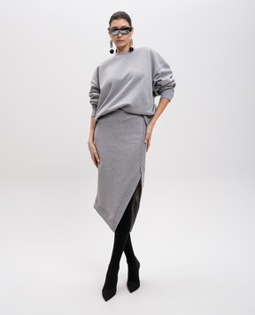 The Attico Gray asymmetric skirt with logo 250WCS00263JJF007AA