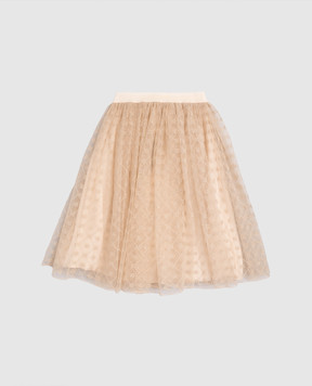 Dolce&Gabbana Children's beige skirt with DG logo L55I00FLSLY
