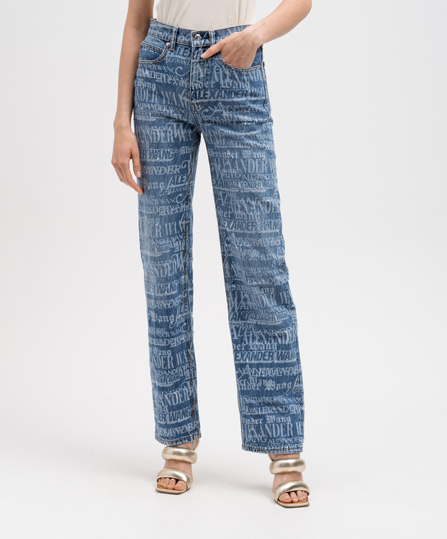 Alexander Wang - Ez jeans in blue logo print with slits