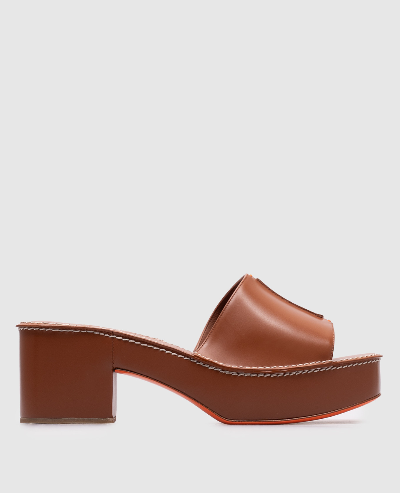

Brown leather clogs Santoni