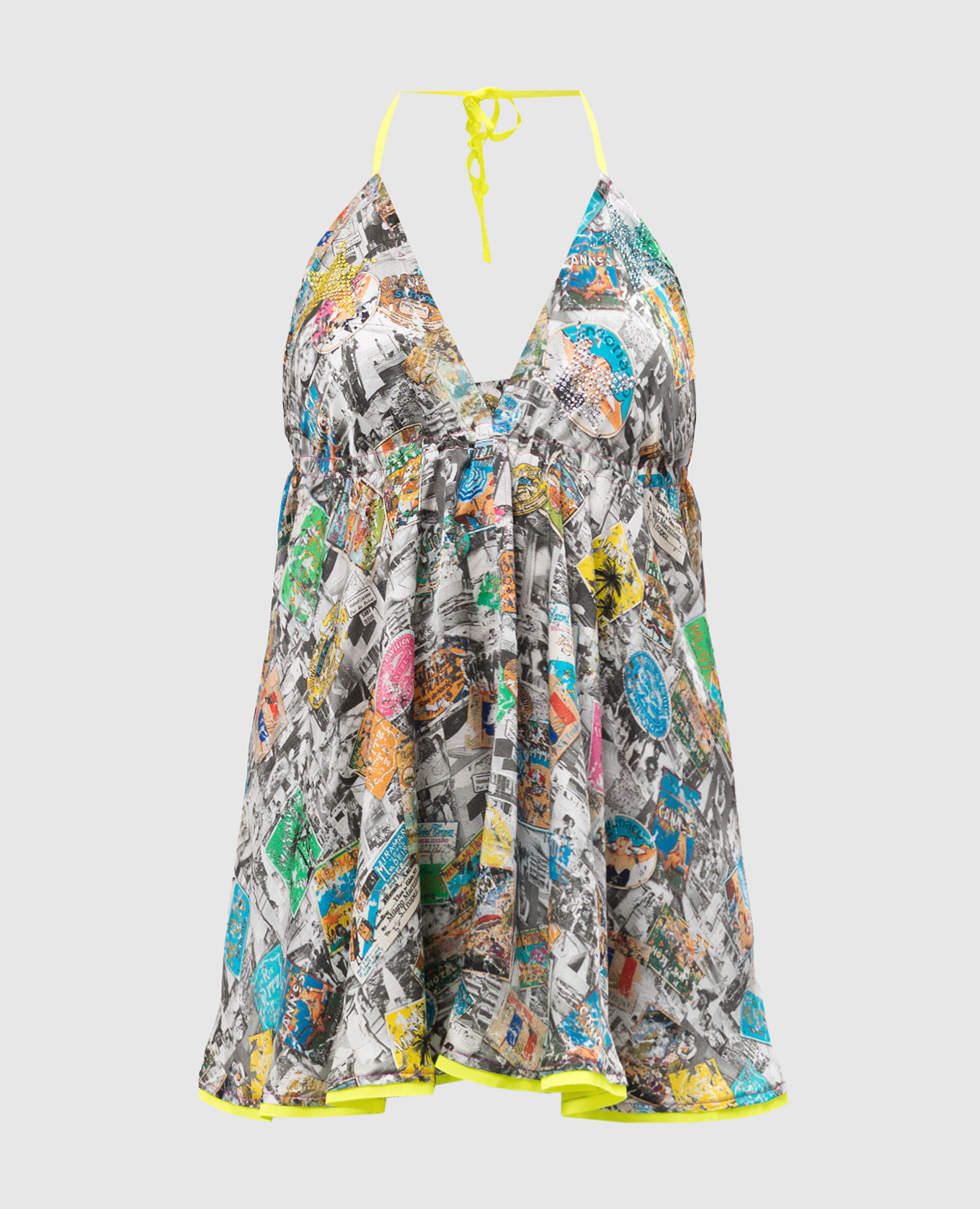 

Gray printed silk top bustier Manuel Luciano, Grey