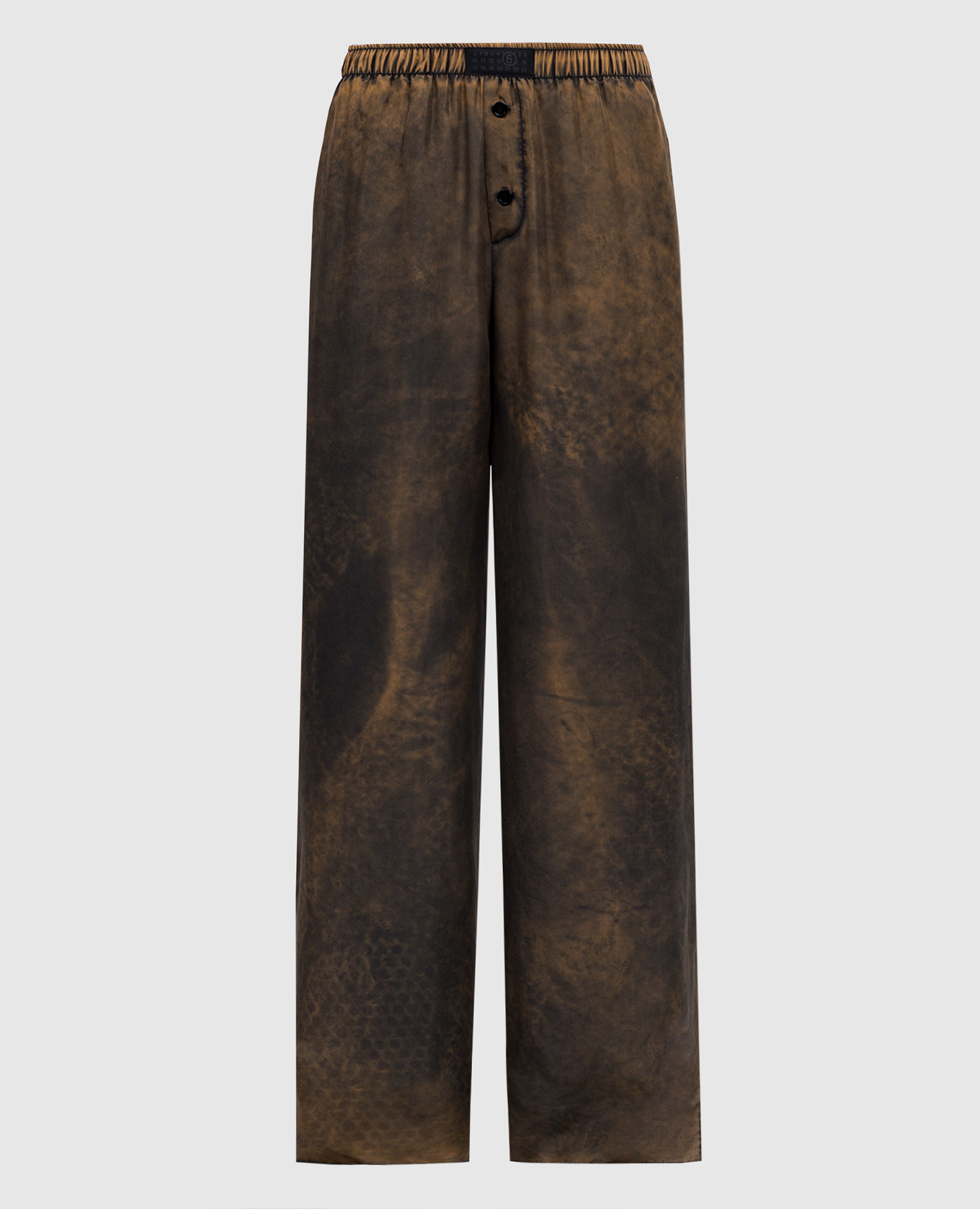 

Yellow distressed silk pants Maison Margiela MM6, Brown