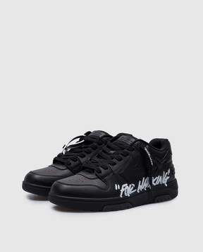 Off-White Black Leather Sneakers Out Of Office For Walking OMIA189C99LEA01A