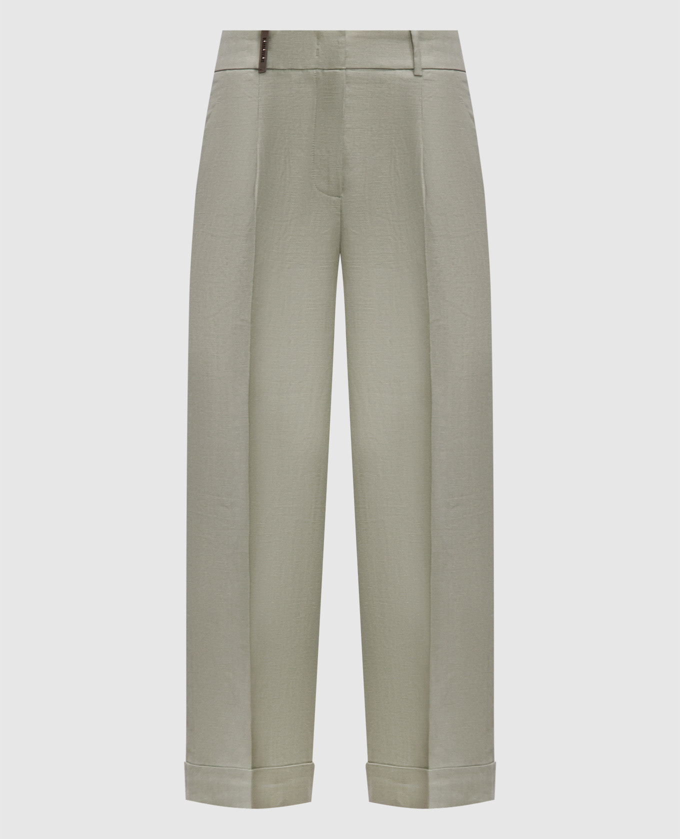 Green linen trousers with lapels Peserico