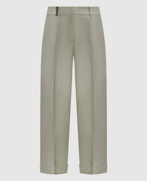 Peserico Green linen trousers with lapels P0425802606