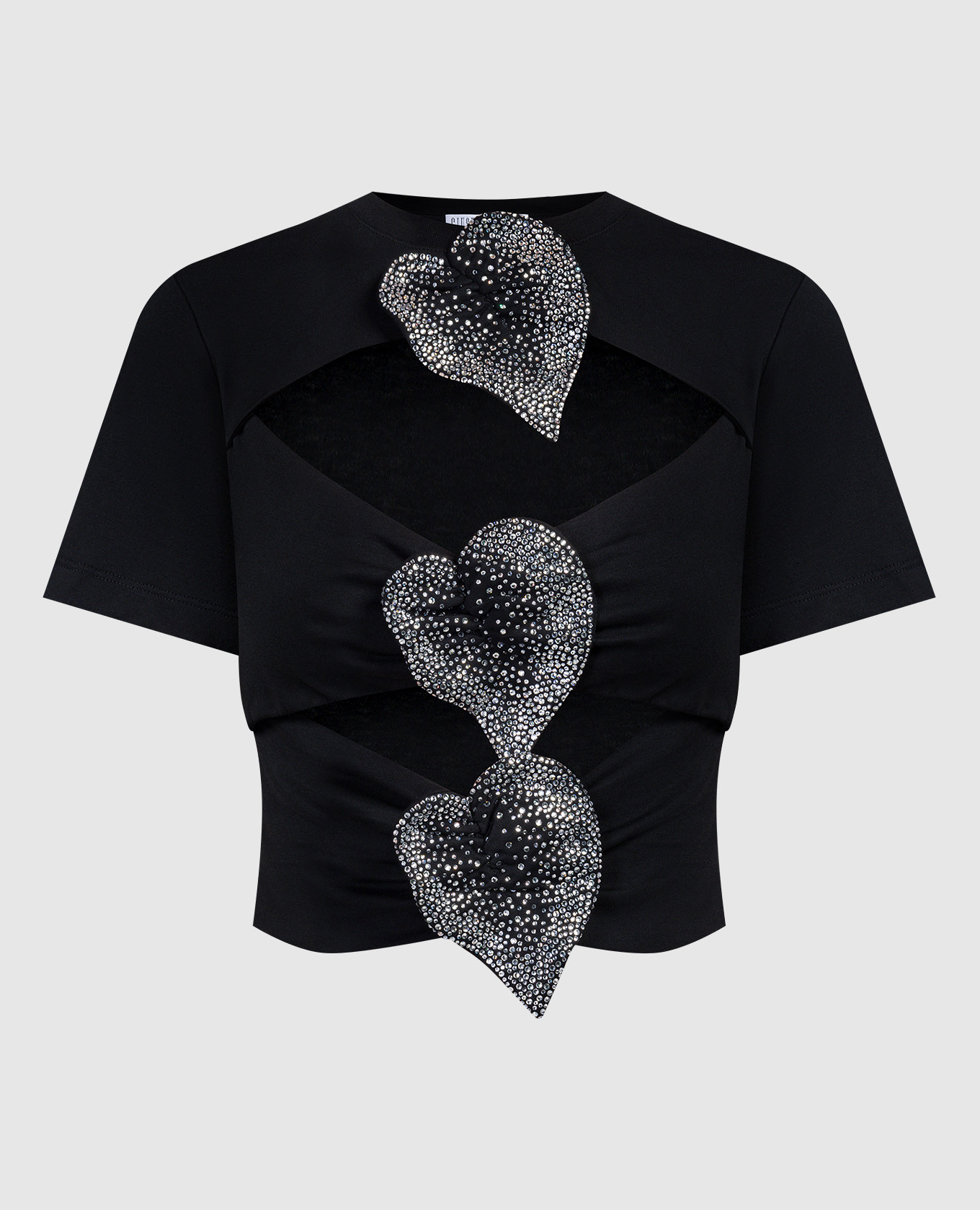 

Black T-shirt with appliqués in the form of flowers Giuseppe Di Morabito Milano