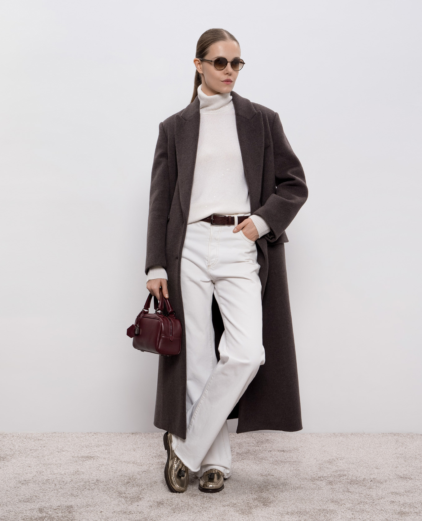 

White cashmere and silk sequin sweater Brunello Cucinelli