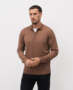 Stefano Ricci Brown wool cardigan with monogram logo K303025PALF25345