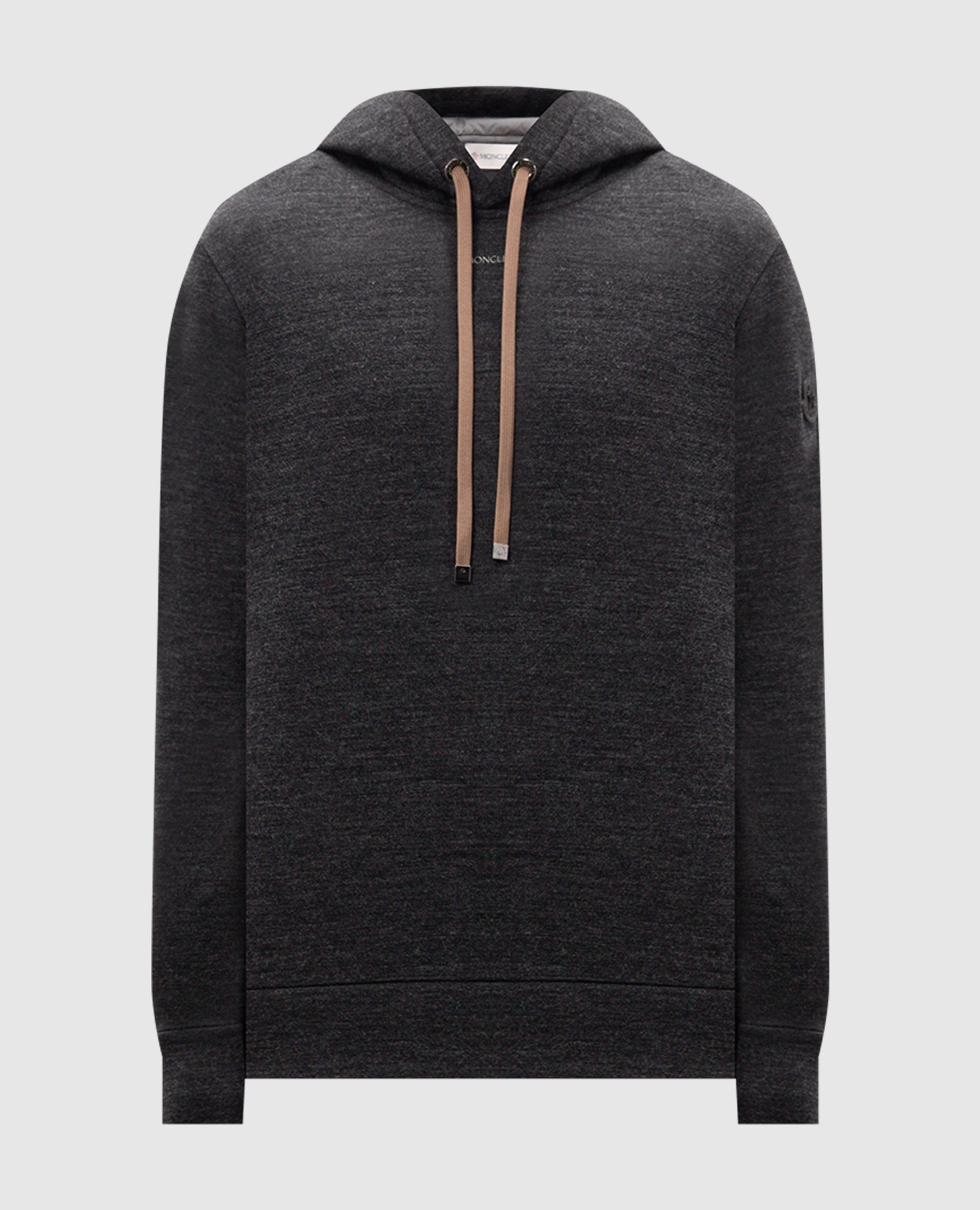 

Gray melange hoodie with leather logo patch Moncler, Grey