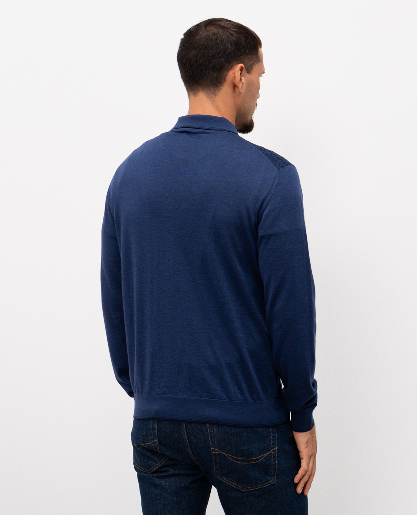 

Blue wool and silk patterned polo shirt Stefano Ricci