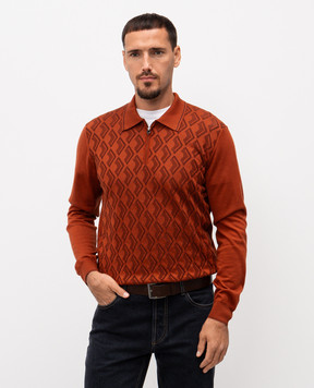 Stefano Ricci Brown wool, silk and cashmere polo with monogram KE08018P30E25476