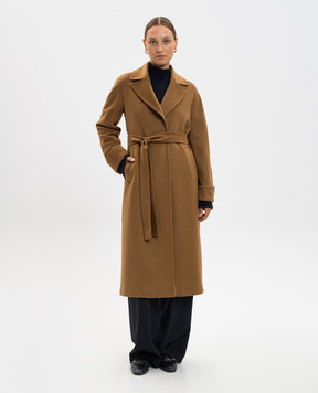 Heresis Brown wool coat with belt M11120G400
