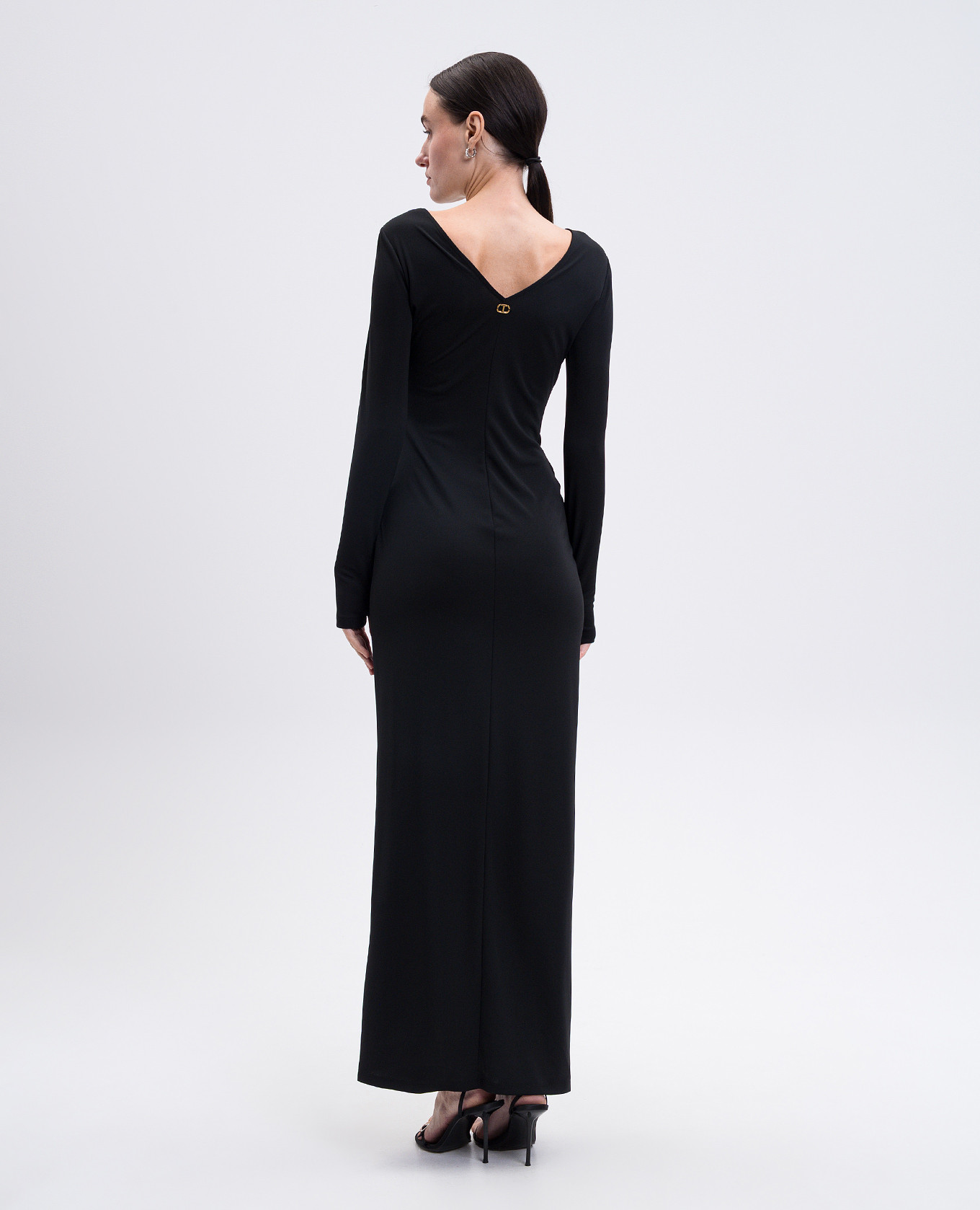 Black maxi dress with drape Twinset 4