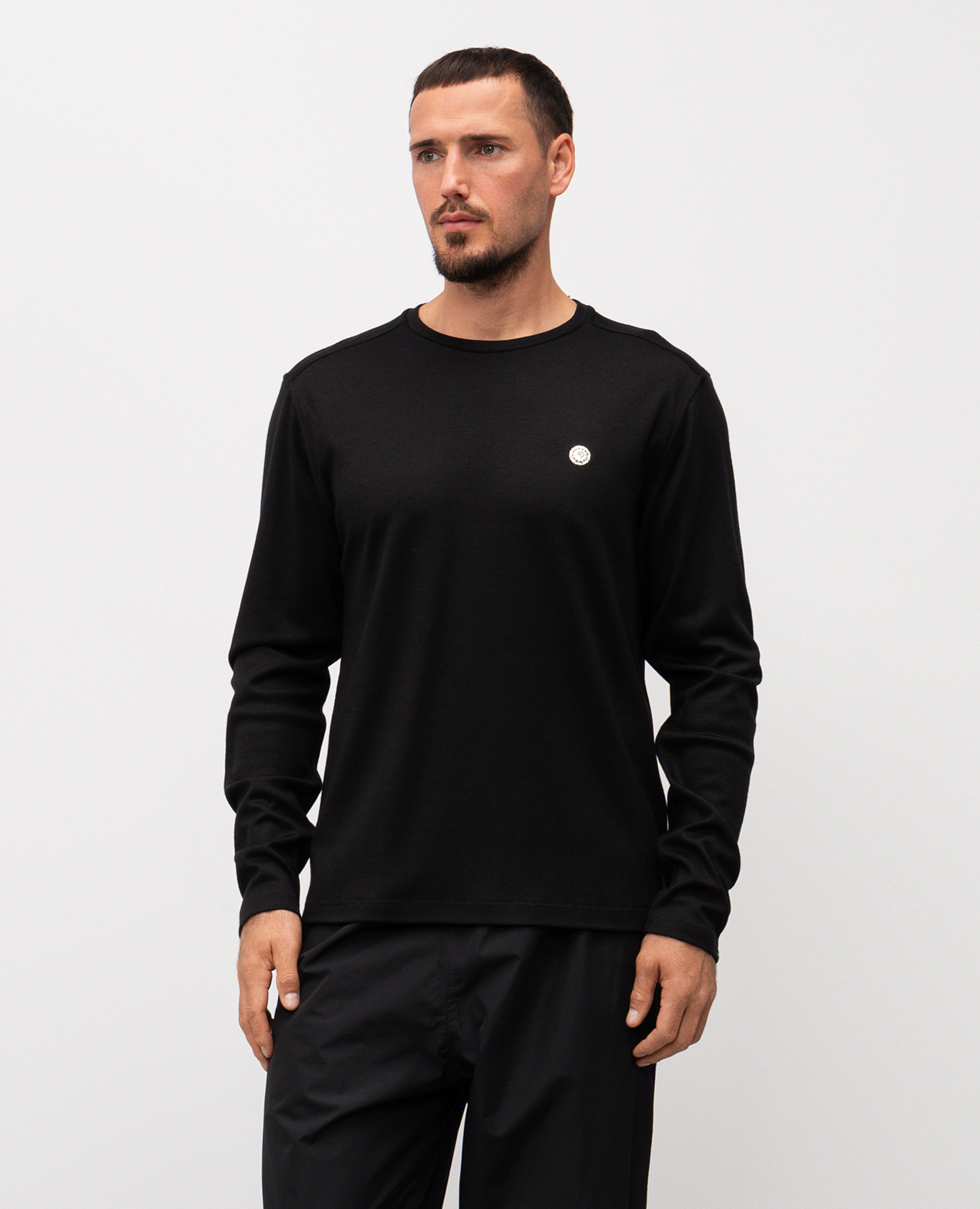 

Black wool and silk long sleeve shirt with emblem Stefano Ricci