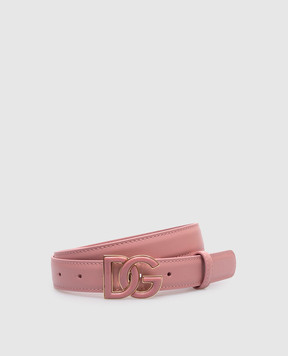 Dolce&Gabbana Pink leather belt with monogram logo BE1554AQ845