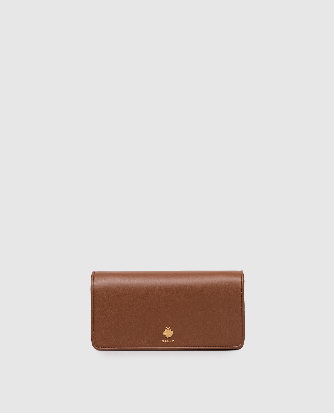 Brown leather wallet bag with logo Bally