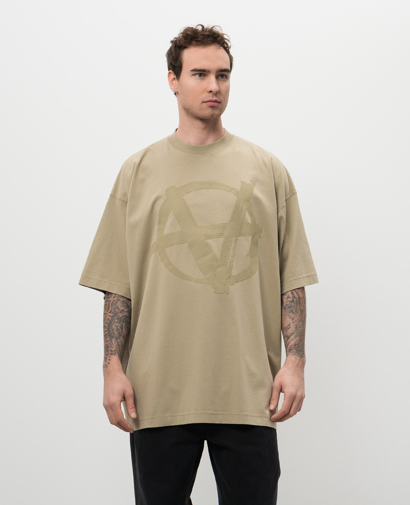 

Khaki T-shirt with monogram logo print Vetements