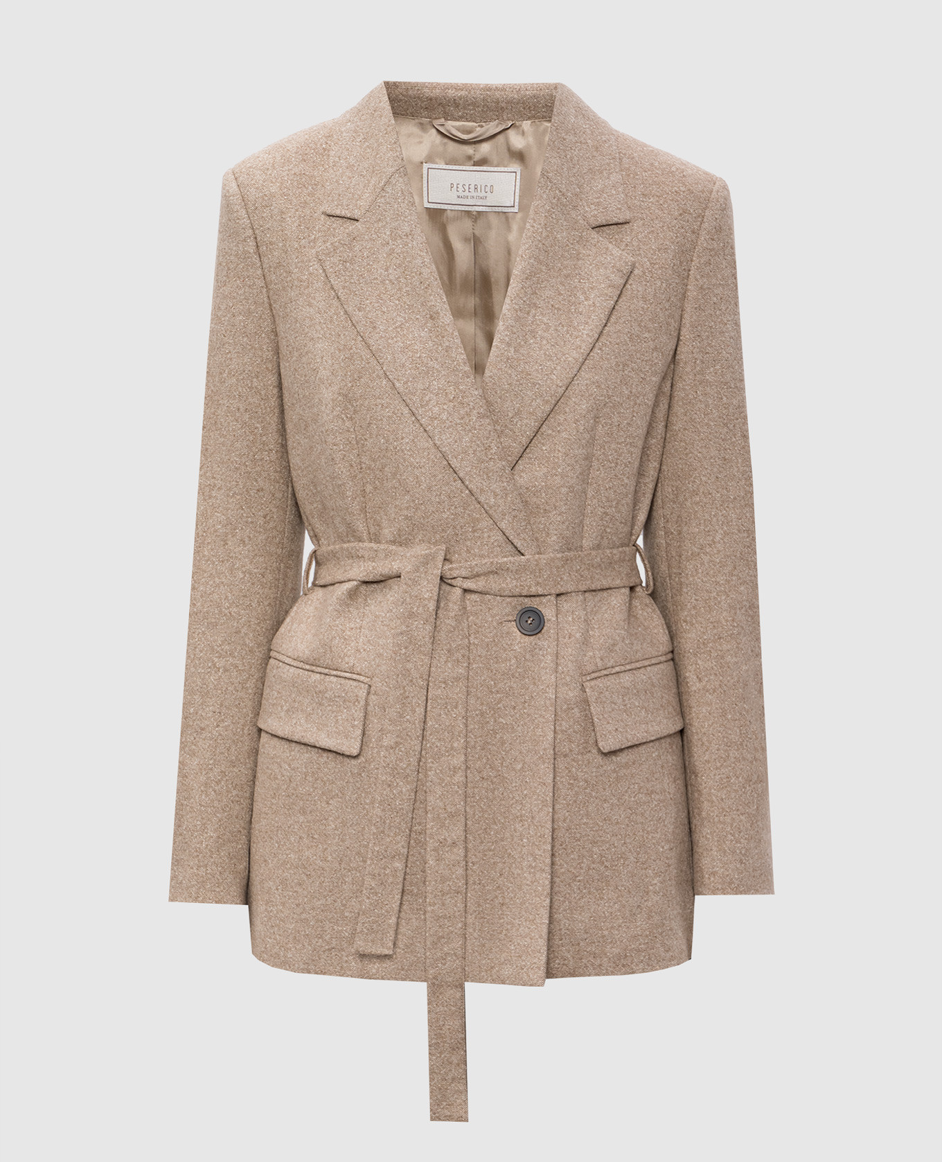 

Beige double-breasted jacket with wool and silk Peserico