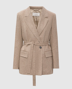 Peserico Beige double-breasted jacket with wool and silk S01700A00770