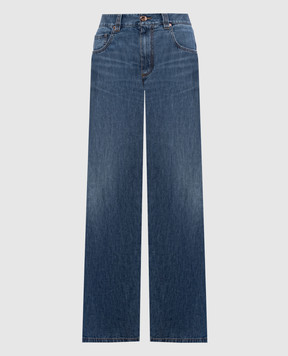 Brunello Cucinelli Contemporary blue jeans with leather logo patch MH192P5565
