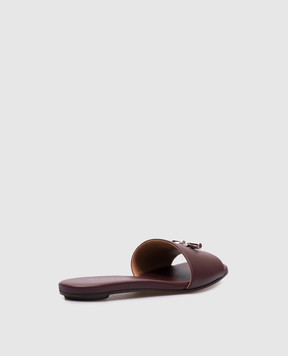 Alexander McQueen Burgundy leather T-bar flip-flops 817471WIACT