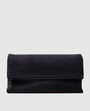 Brunello Cucinelli Essence blue suede bag with monil chain MBDLD2748P