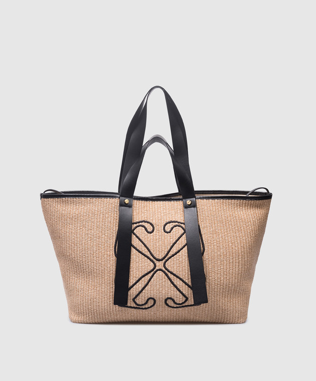 Off White Sac cabas en raphia beige Day Off avec embleme logo Arrow OWNA225S24MAT001 acheter en ligne chez Symbol