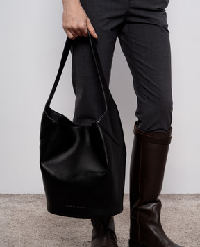 Brunello Cucinelli Black leather bag with logo MBGED2751P