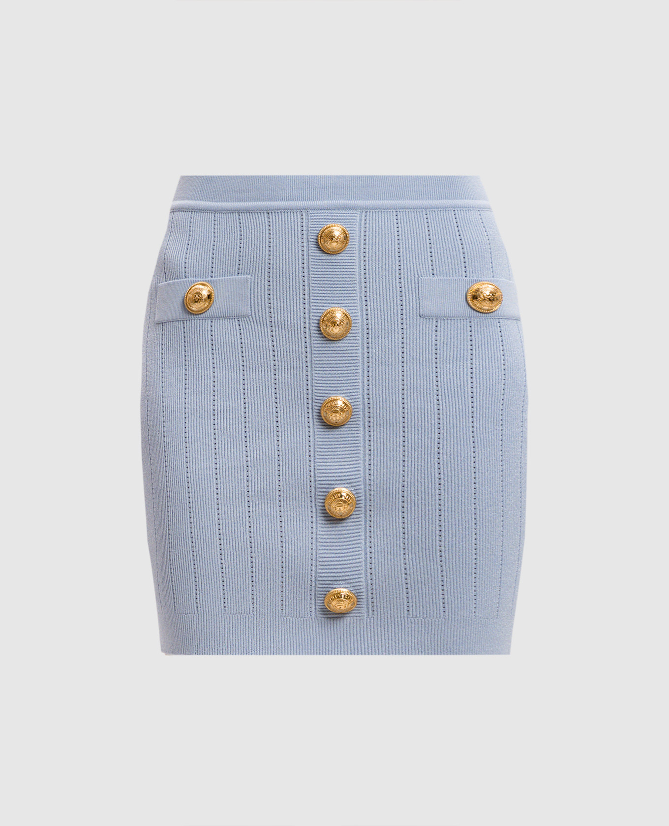 

Blue mini skirt with branded studs Balmain, Light blue