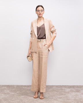 Peserico Beige double-breasted linen jacket S0140502603