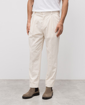 Brunello Cucinelli Beige corduroy pants with logo M279D3030F