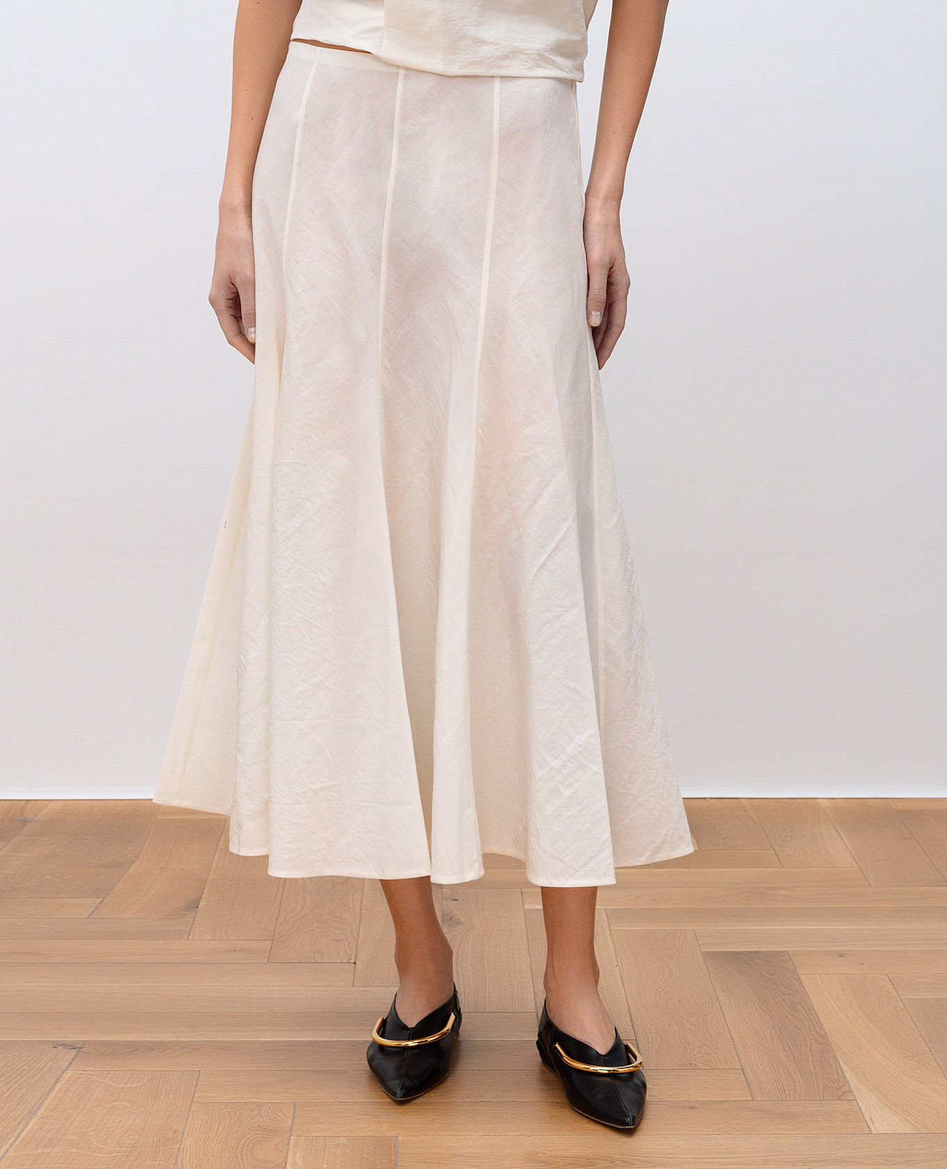 Lenno white midi skirt with silk Khaite 3