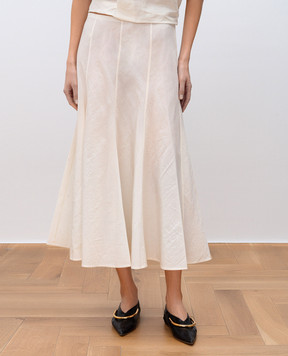 Khaite Lenno white midi skirt with silk 4142385