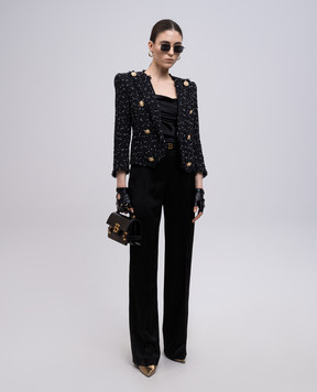 Balmain Black pants with shiny texture EF0PO160VB01