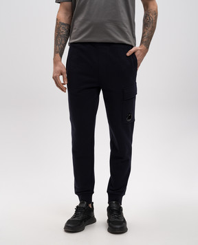 C.P. Company Blue joggers with logo patch MSP017A005086W